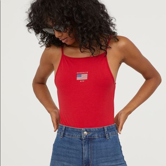 h&m red bodysuit